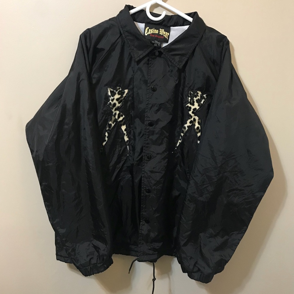 Vintage black Casino Wear LA windbreaker